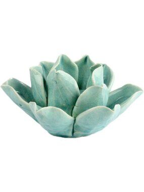 Lotus Tea Light Holder - Elegant Teal Candle Decor for Home & Events